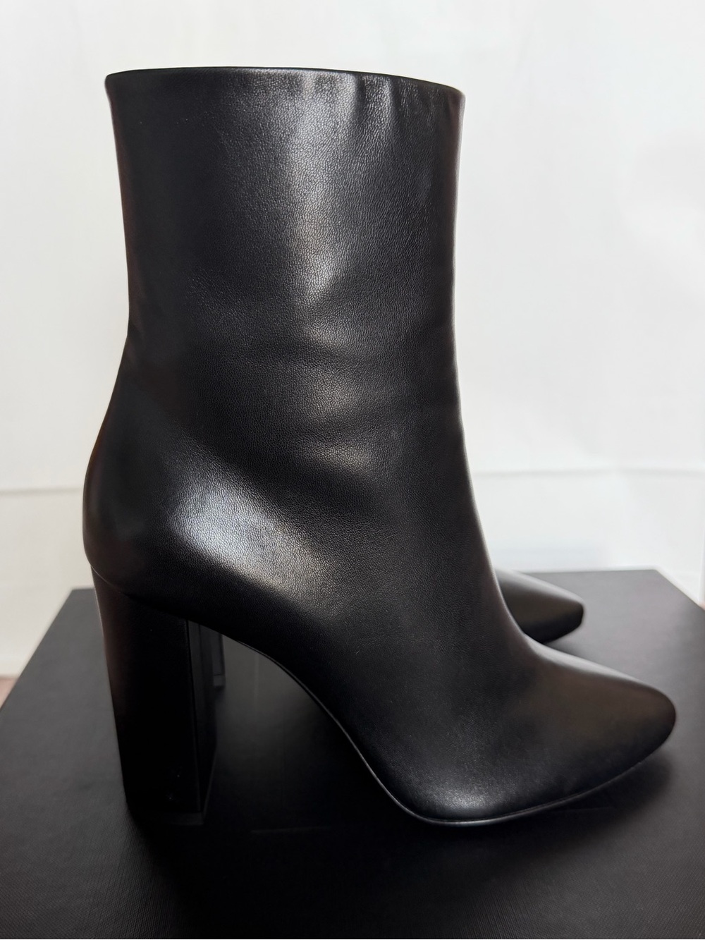 Saint Laurent Black Leather High-Heel Ankle Boots